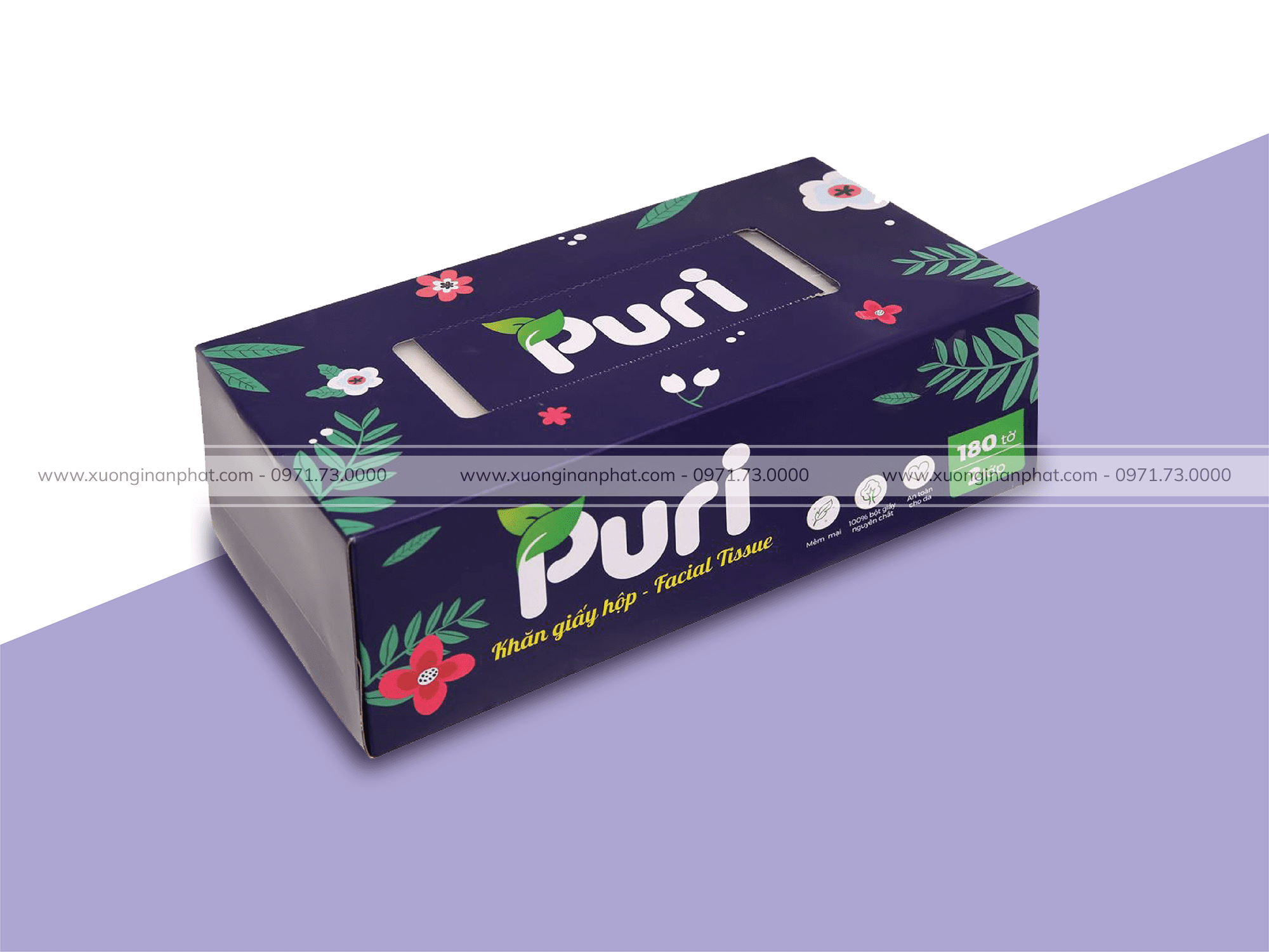 in hộp giấy rút Puri 2 lớp