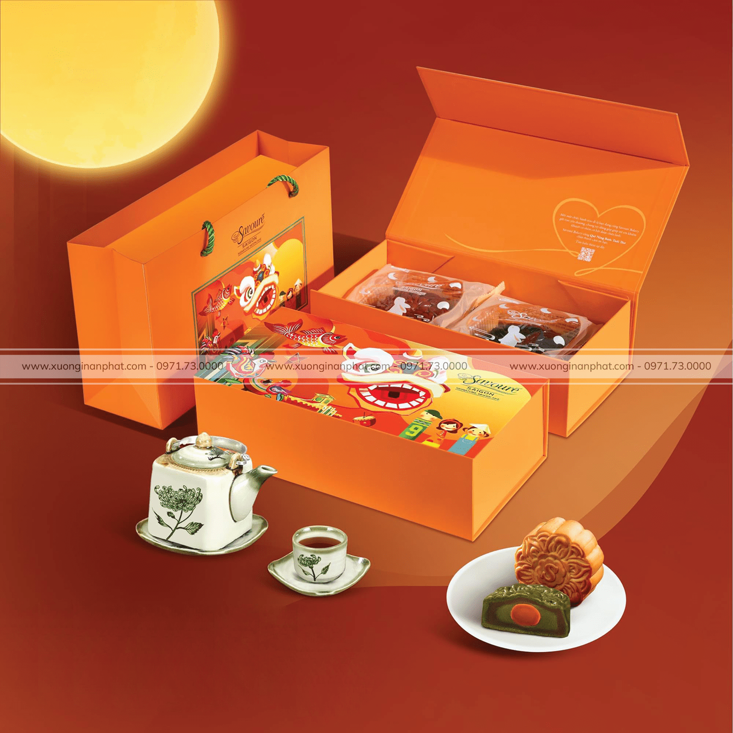 in hộp bánh trung Thu Savoure