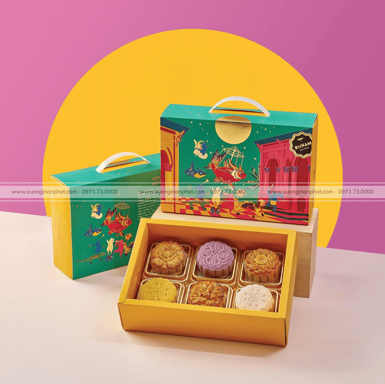in Hộp rút bánh trung thu Ruman