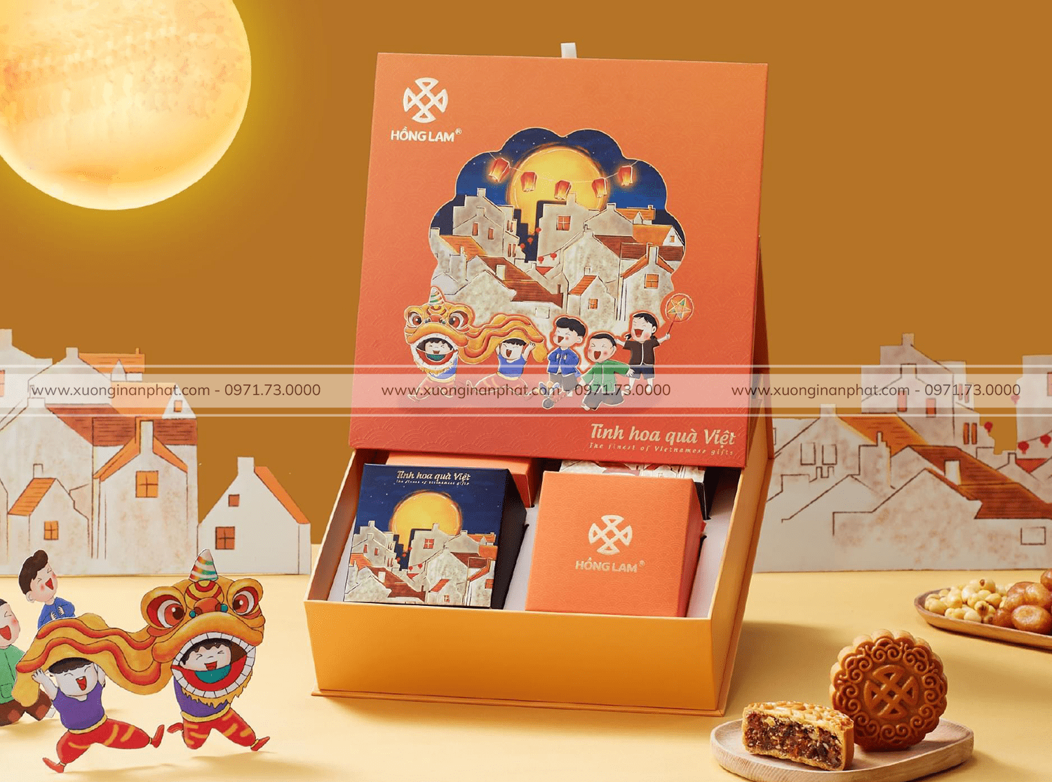 in Hộp Bánh Trung Thu Hồng Lam